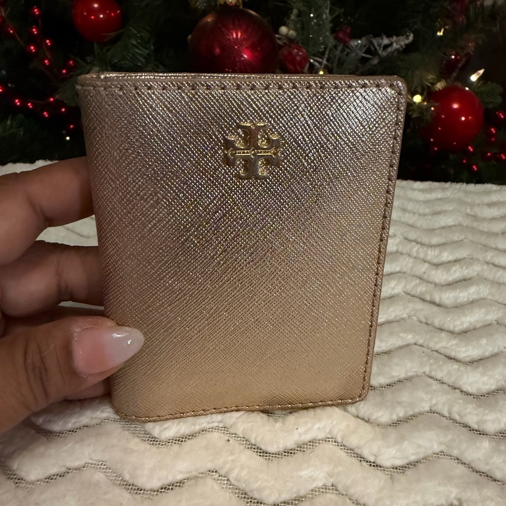 Tory Burch Gold Textured card holder